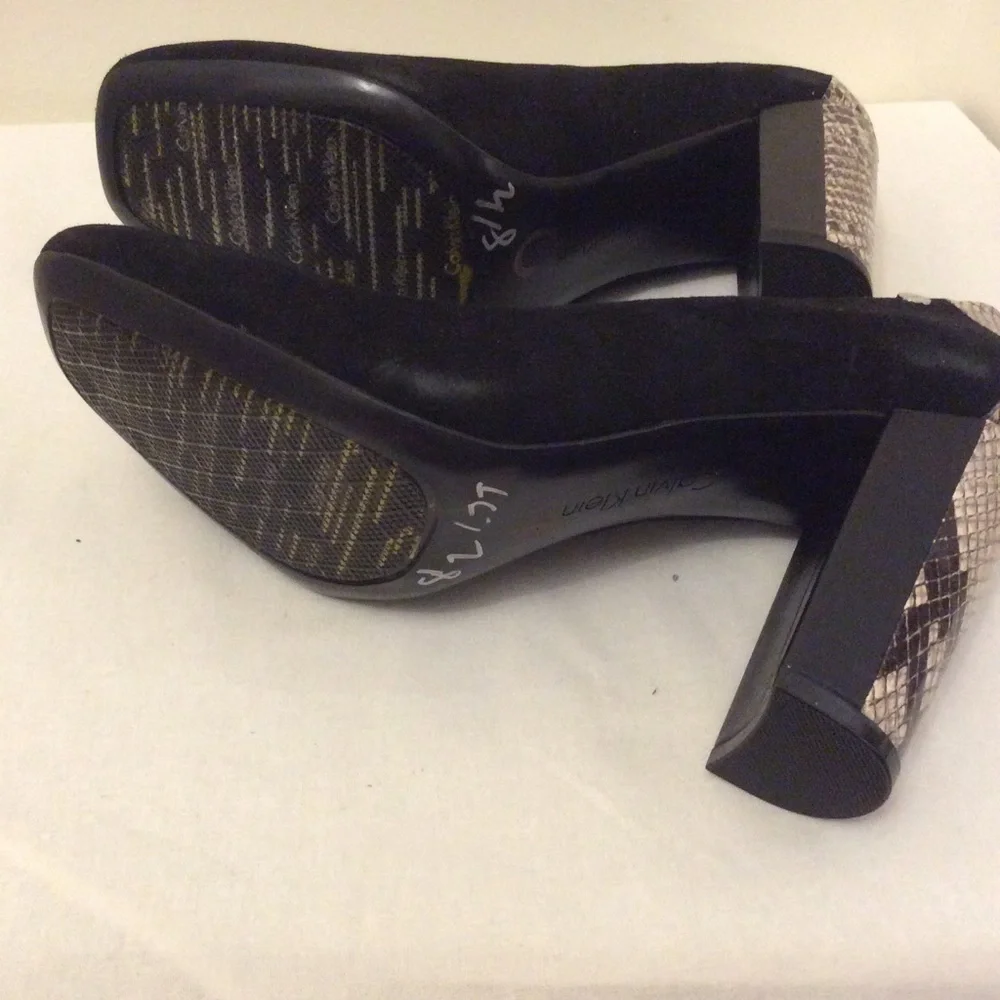 Calvin Klein Black Suede Square-Toe Heels